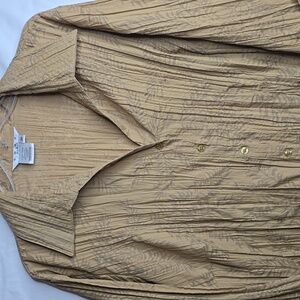 Como Woman Crinkled Burnout Buttondown Short Sleeve Blouse Size 2X